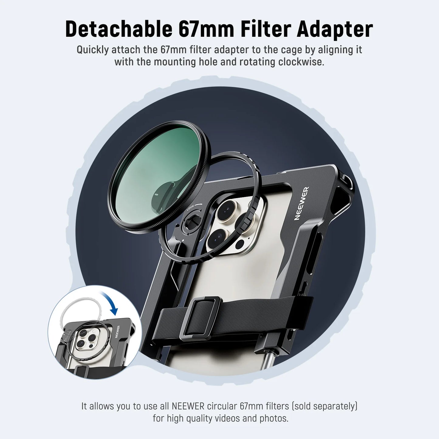 New Handles 67mm Filter Adapter Phone Cage