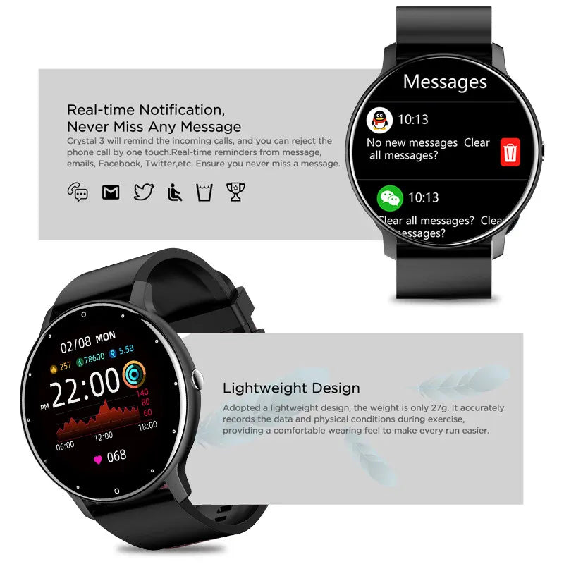 Men Smart Full Touch Screen Digital Fitness Tracker Smartwatch