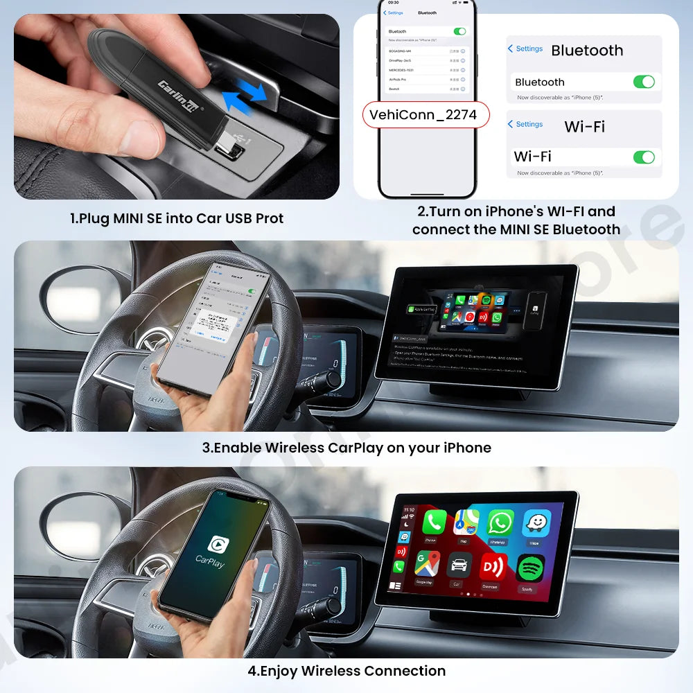 New Carlinkit Mini SE Wireless Carplay Adapter