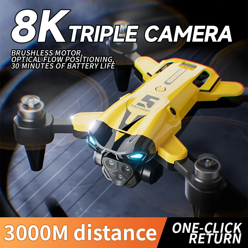 M5 RC Drone 8K Professinal Wide Angle HD Three Camera