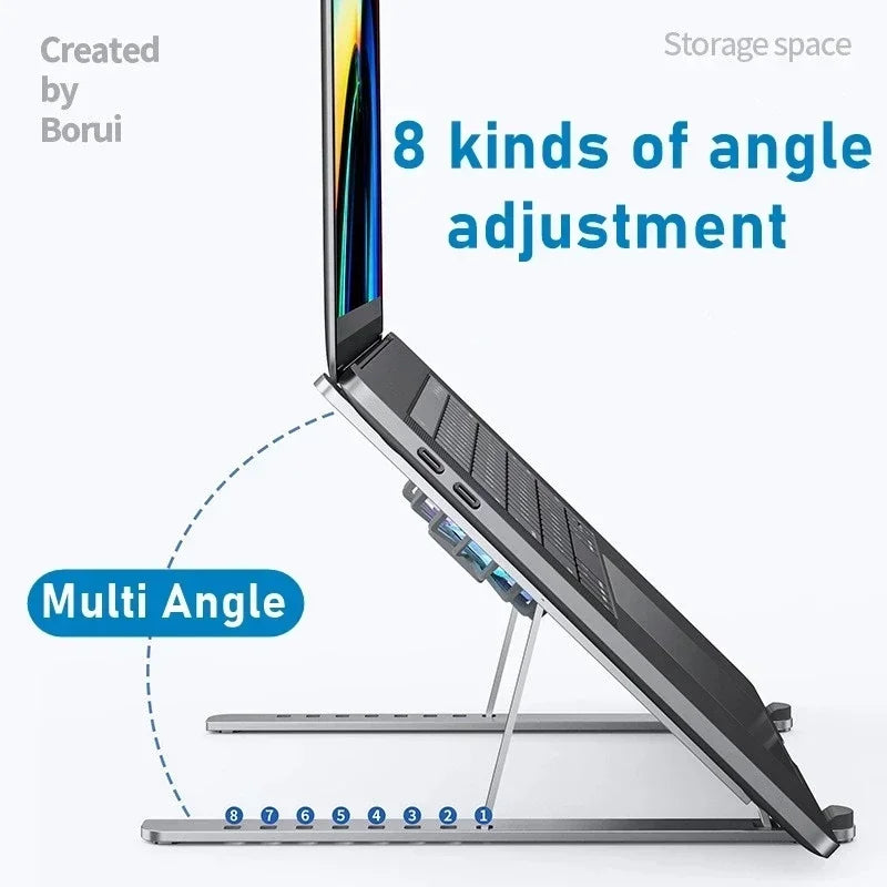 Aluminum Laptop Stand Foldable Desk Riser Mute Cooling Fan