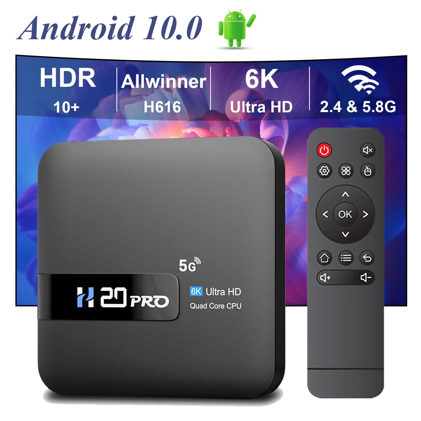 New H20PRO Android 10.0 TV Box