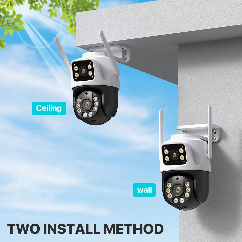 Three Lens PTZ IP Camera Outdoor 6K HD Three Screen WiFi Security