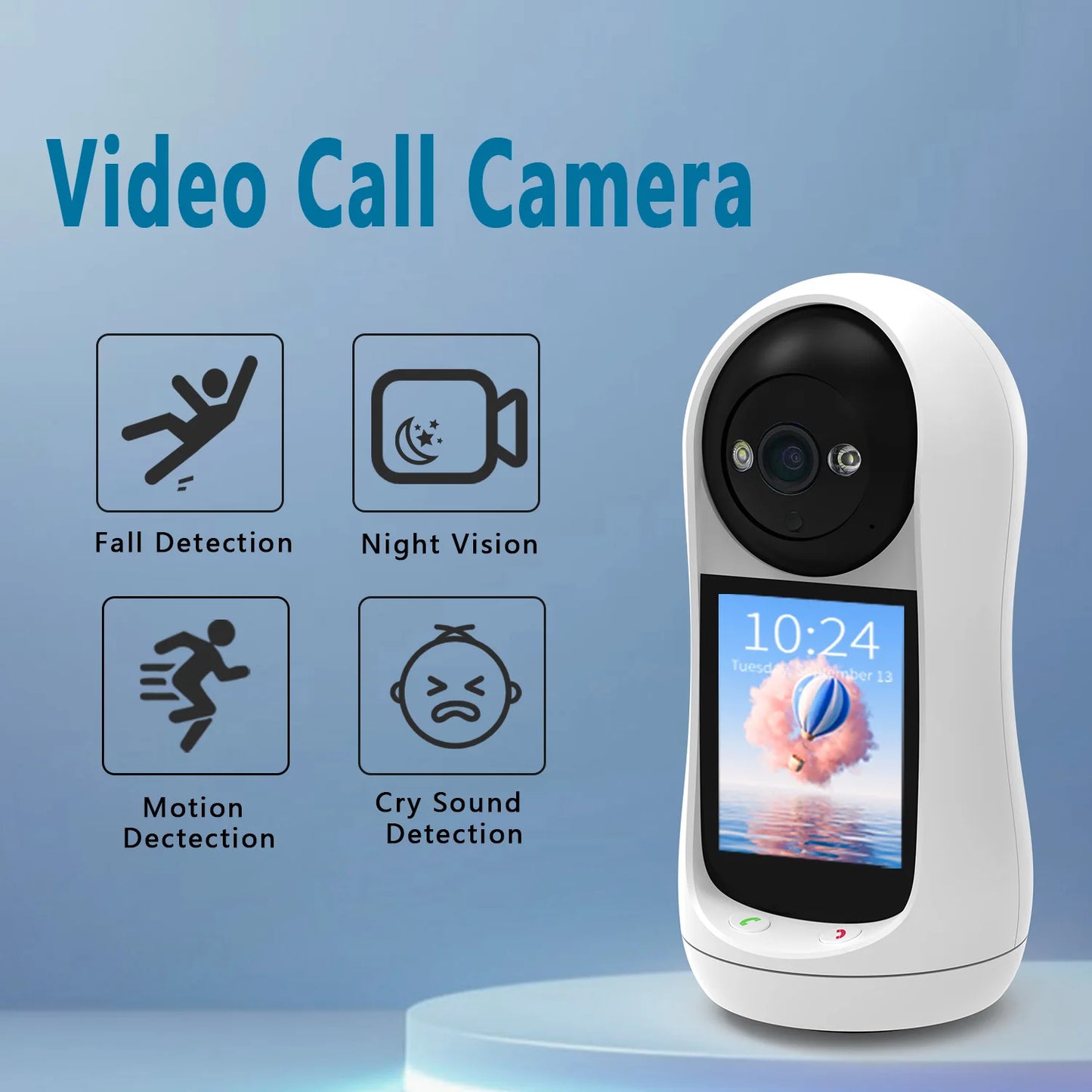 2.8 Inch IPS Screen Baby Cry Sound Detection Security IP Camera