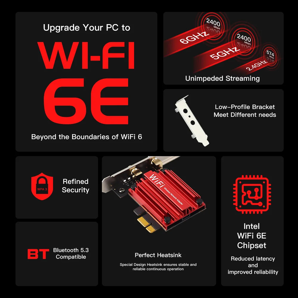 WiFi 6E 5400Mbps PCIe Adapter