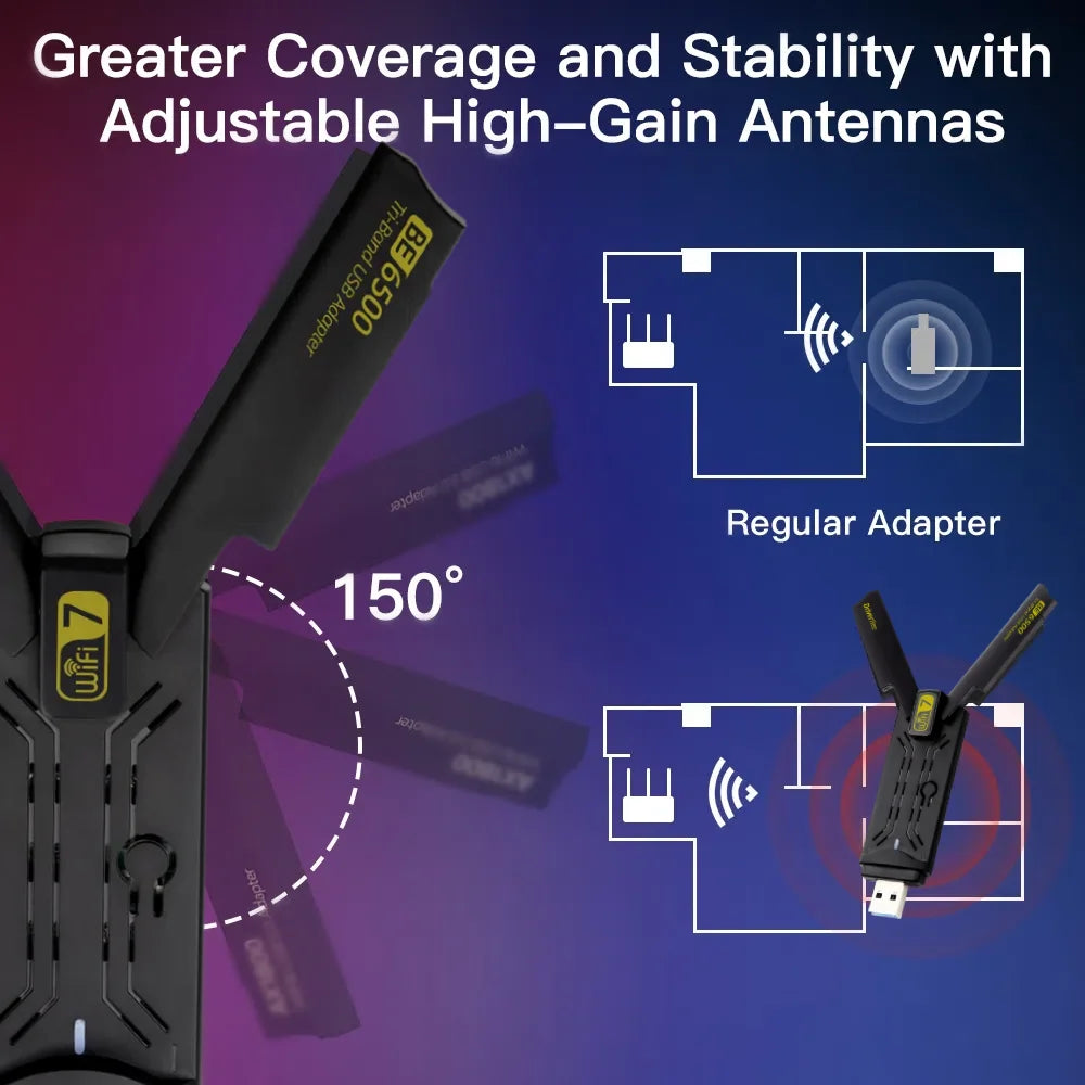 6500Mbps WiFi 7 USB Adapter