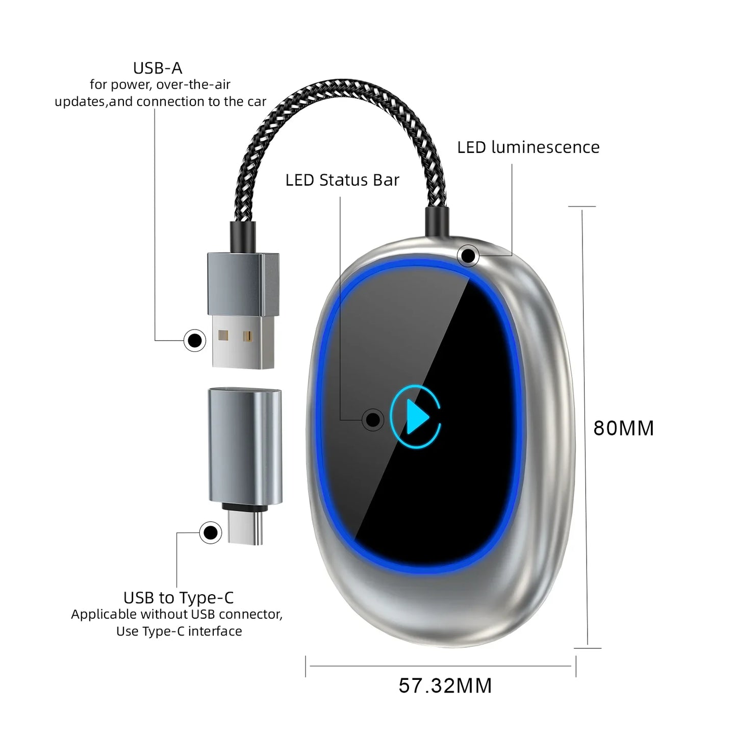 Car USB Wireless CarPlay Adapter