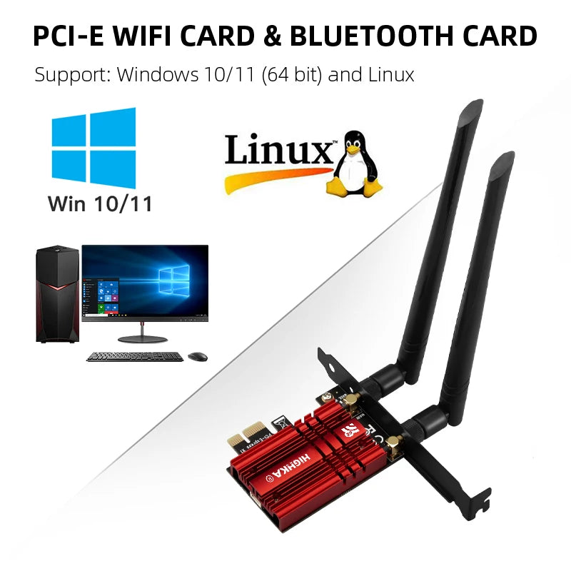 5374Mbps Wi-Fi 6E PCIe Wireless Network Card