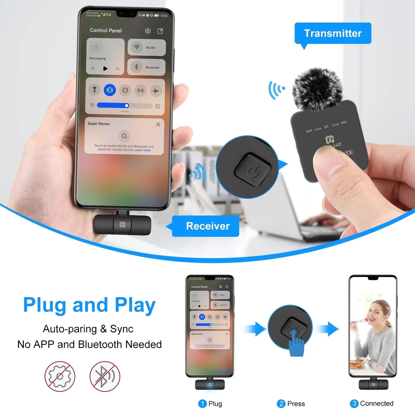 New PULUZ Wireless Lavalier Microphone