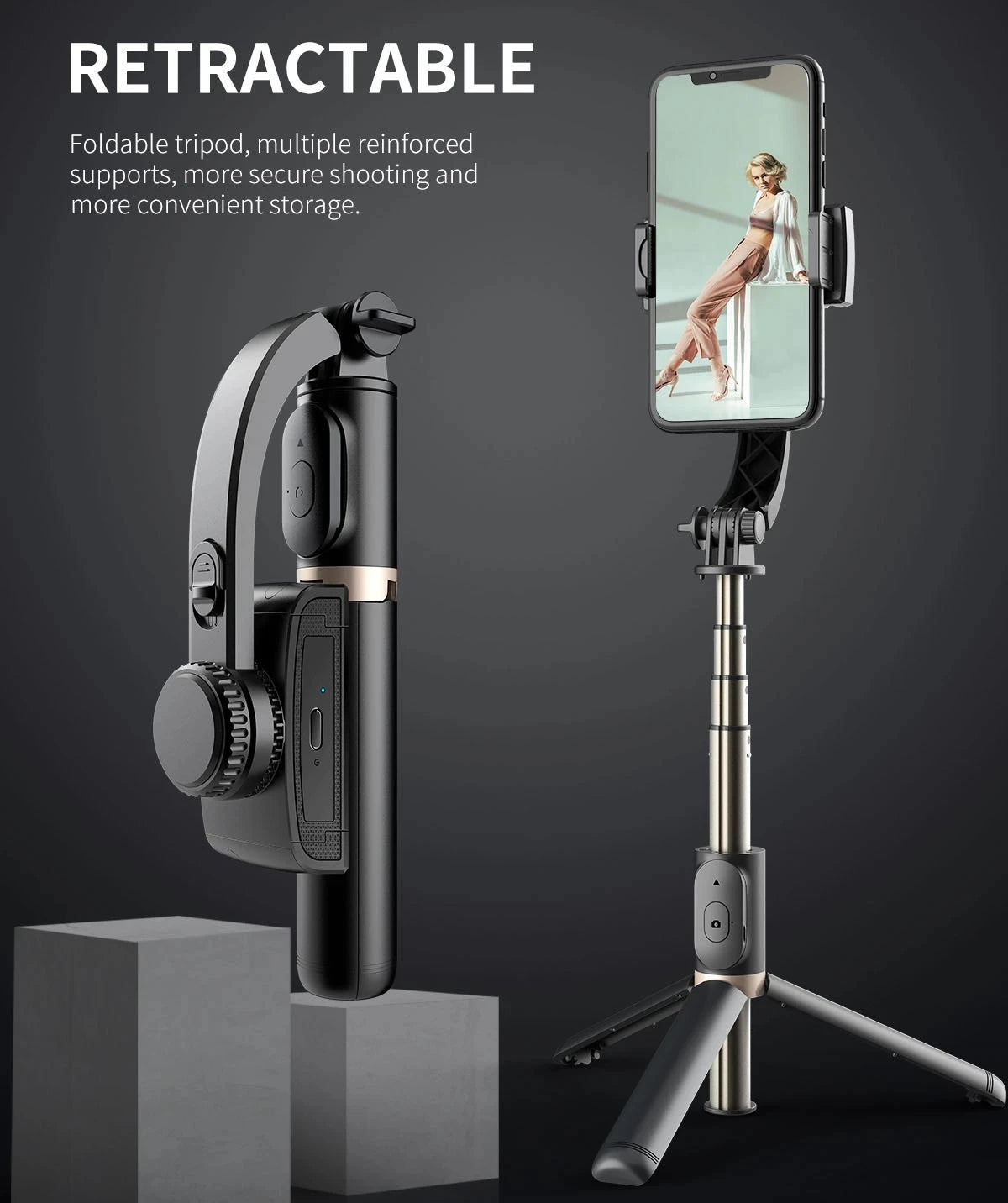 Wireless Gimbal Stabilizer Tripod Selfie Stick