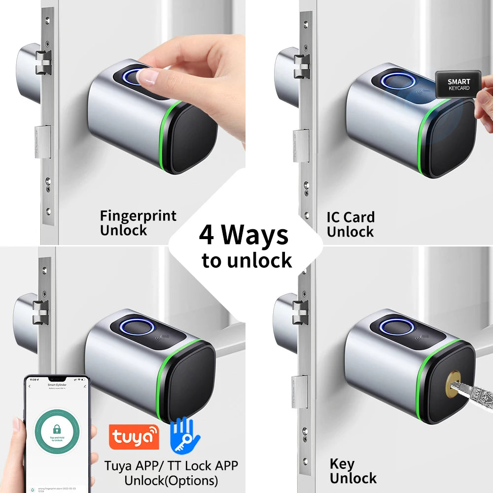 Electronic Door Lock with DIY Cylinder Core Fingerprint APP Keys