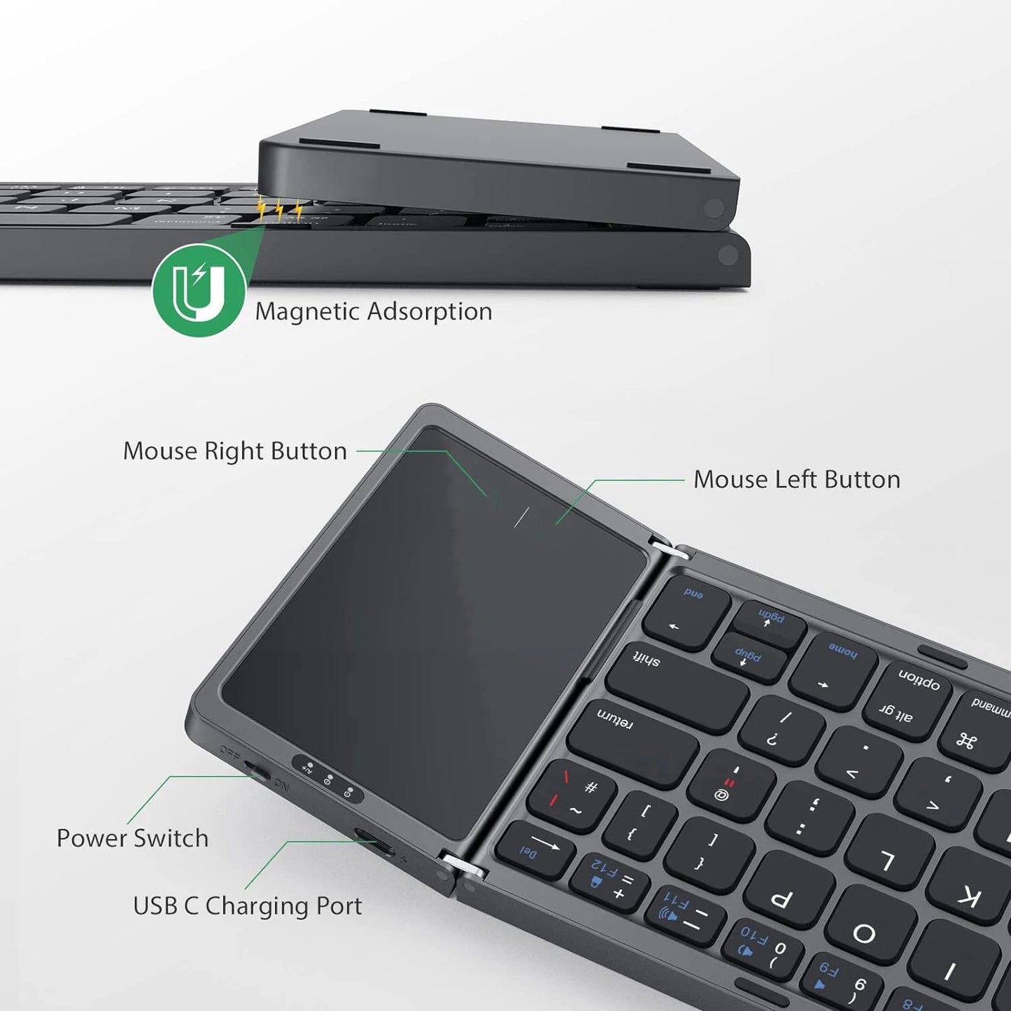 Touchpad Portable Mini Bluetooth Wireless Folding Keyboard