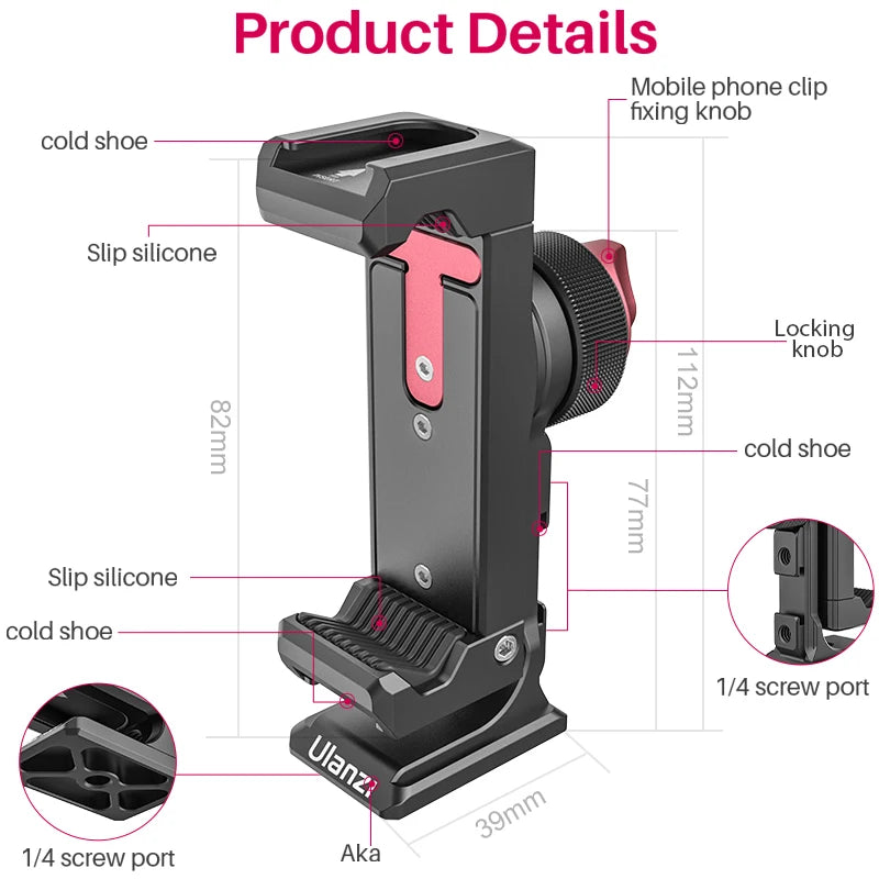 ST-27 Metal Vertical Shooting Phone Mount Holder Clip