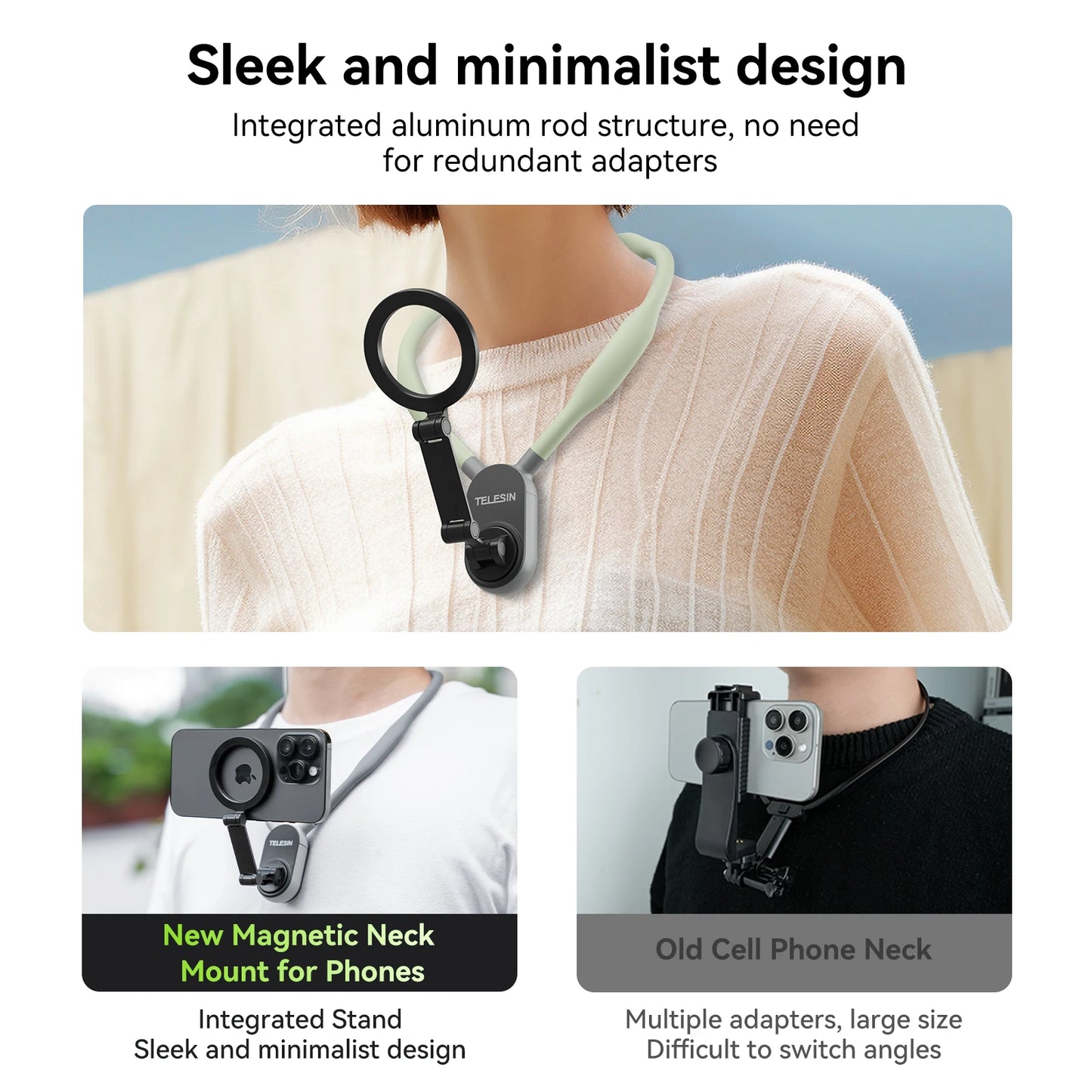 Silicone Magnetic Neck Mount Quick Release Hold for Iphone