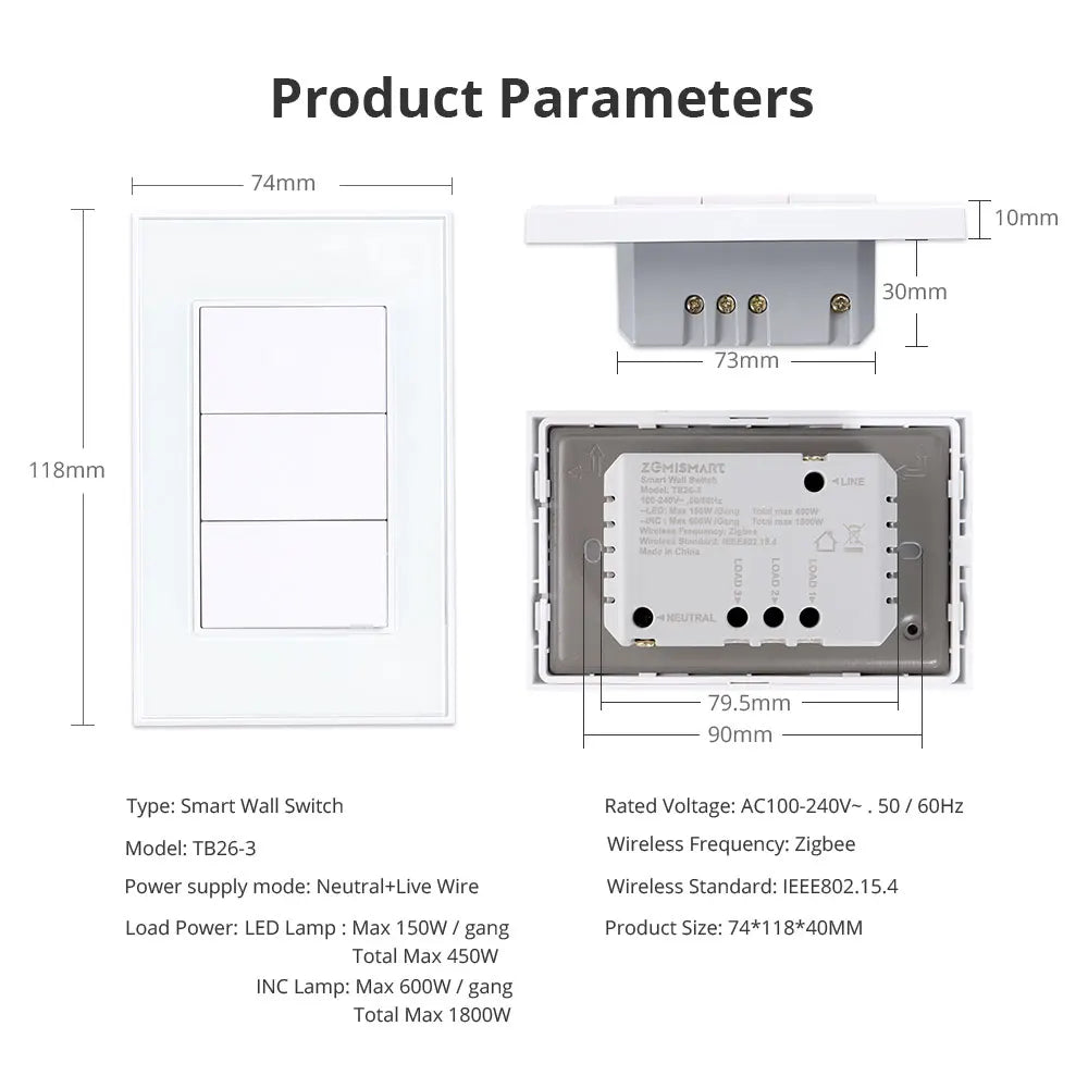 Tuya Zigbee Smart 1 2 3 4 6 Gangs Light Switch