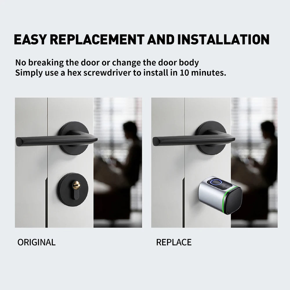 Electronic Door Lock with DIY Cylinder Core Fingerprint APP Keys