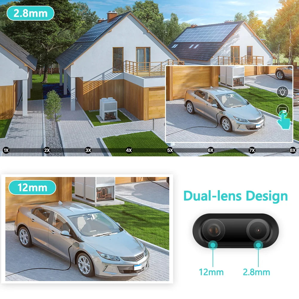 8x Zoom Dual-Lens Human Detect CCTV Camera