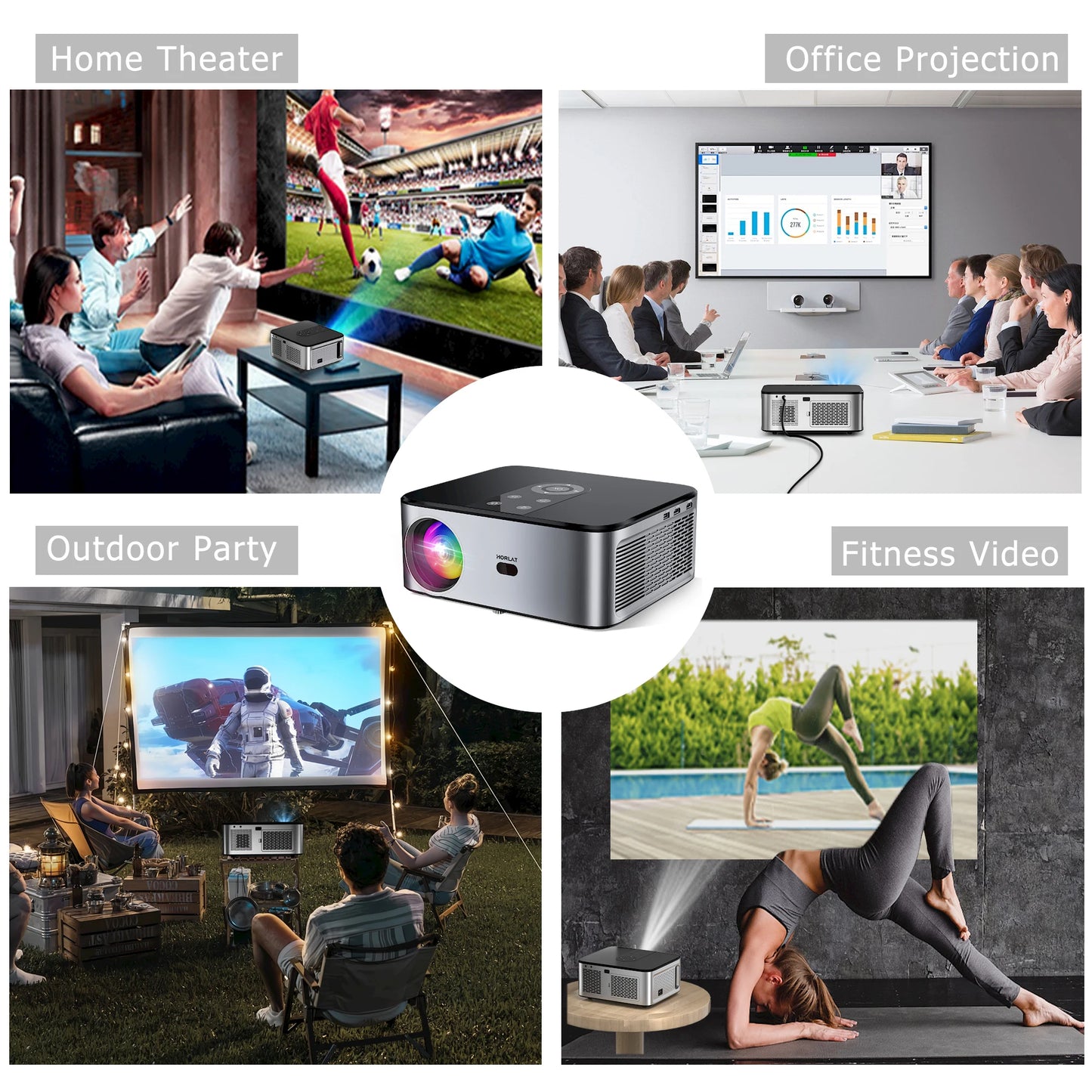 HORLAT 21000Lumenes Android 4K LED Projector