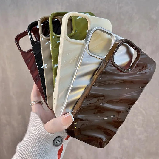 3D Wave Satin Ruffle Phone Case For iPhone