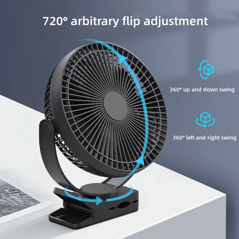 10000mAh Battery Outdoor Travel Portable Clip Ceiling Fan