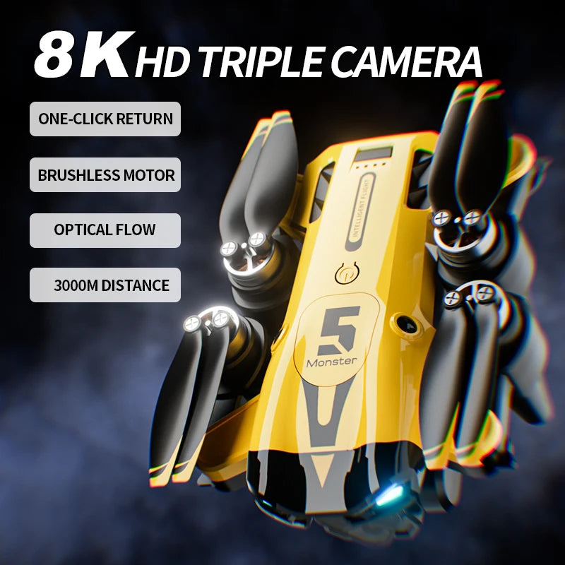 M5 RC Drone 8K Professinal Wide Angle HD Three Camera