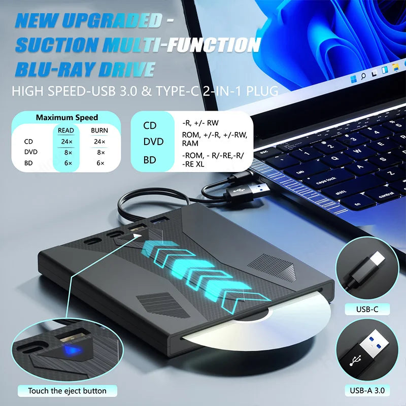 7-in-1 Sucker Type External Bluray Drive