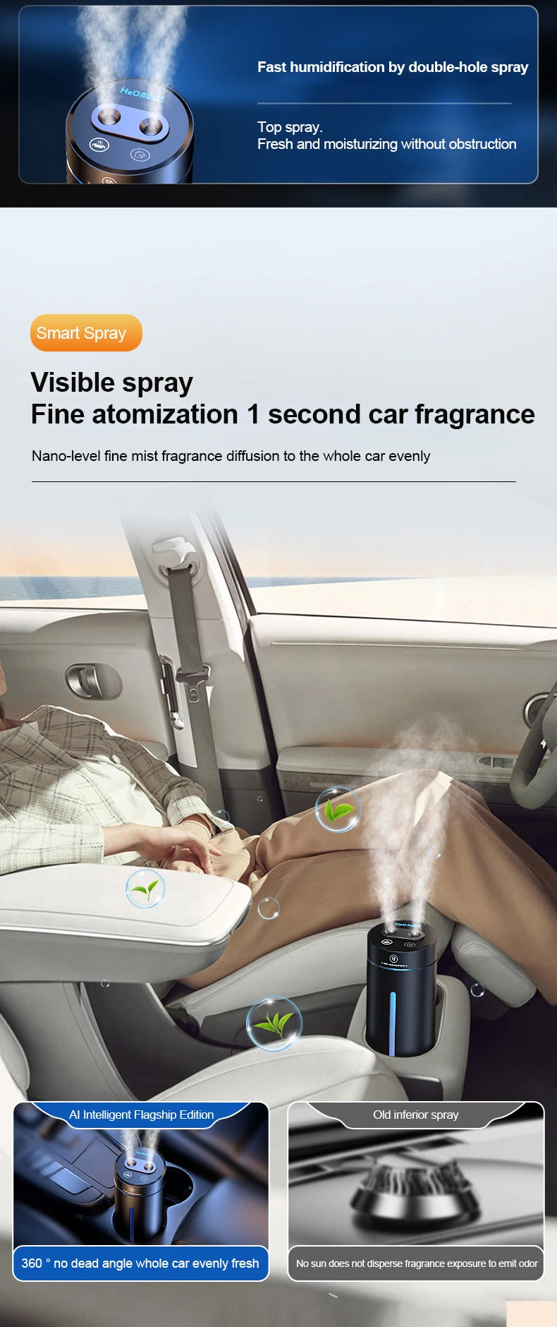 Aluminium Alloy Dual Spray Car Air Humidifier