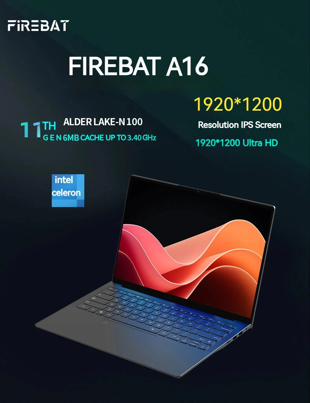 1TB 1920*1200 Fingerprint Portable Intel Laptop