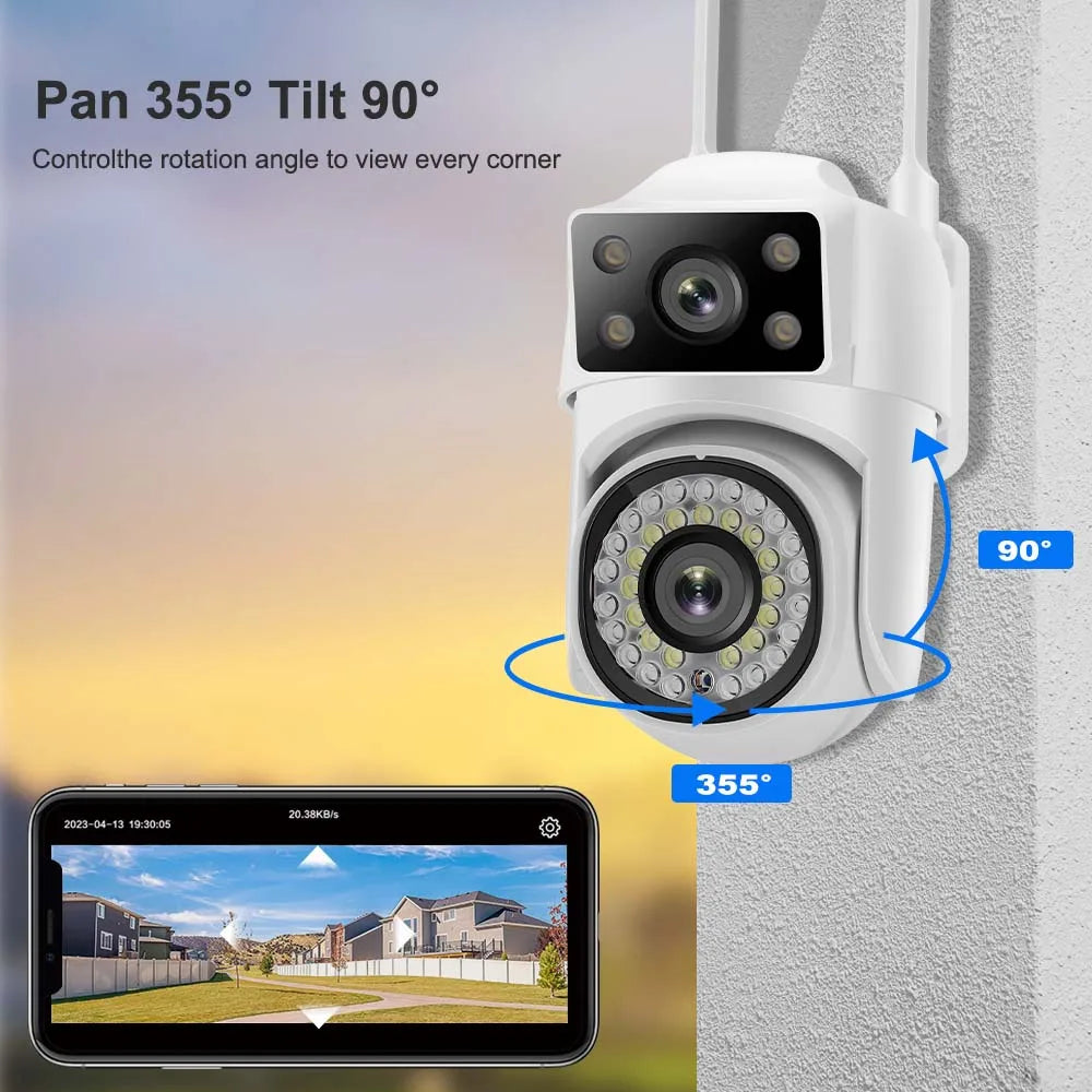 4K WiFi Camera 8MP IP Camera Dual Lens Dual Screen Security Protection