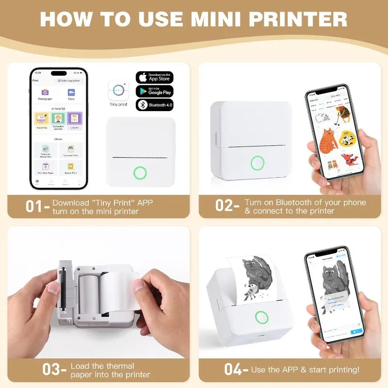 Portable Inkless Mini Thermal Printer