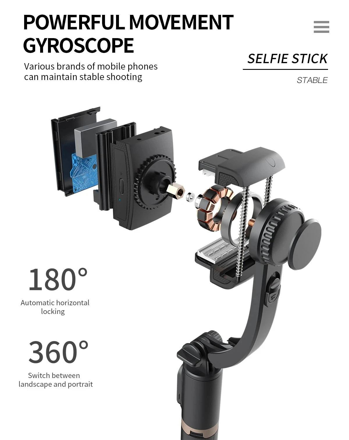 Wireless Gimbal Stabilizer Tripod Selfie Stick