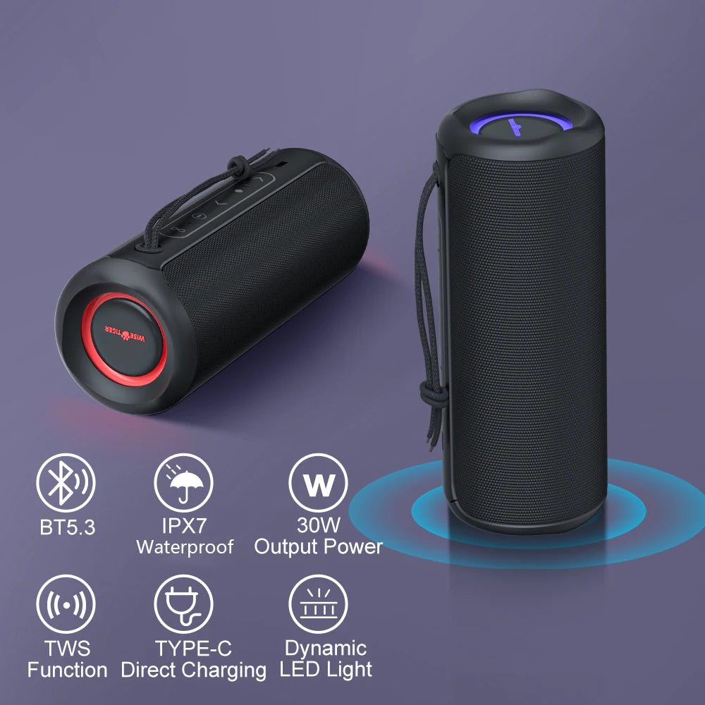 Waterproof Wireless Sound box Bass Boost BT5.3 RGB TWS Connectivity