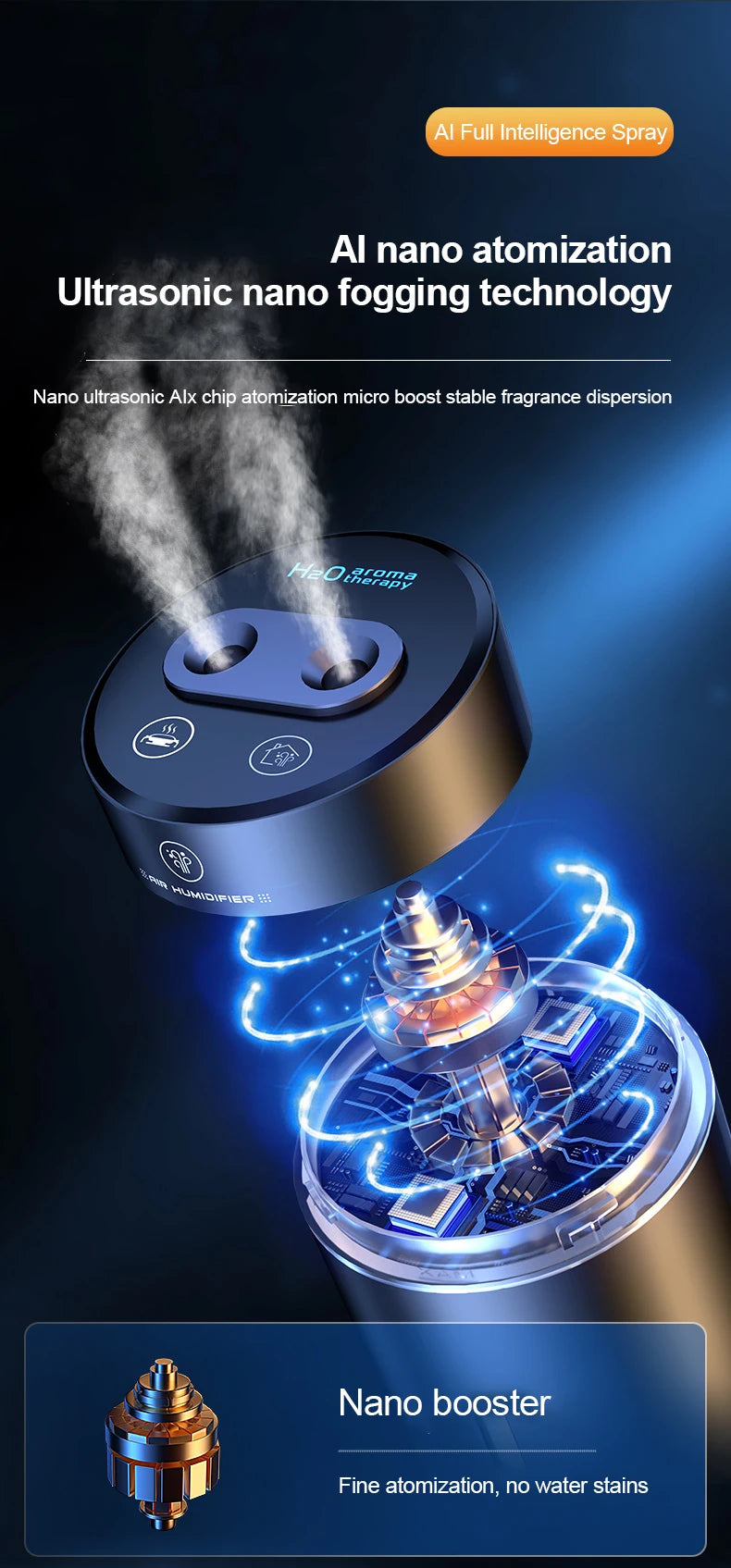 Aluminium Alloy Dual Spray Car Air Humidifier