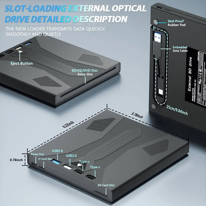 7-in-1 Sucker Type External Bluray Drive