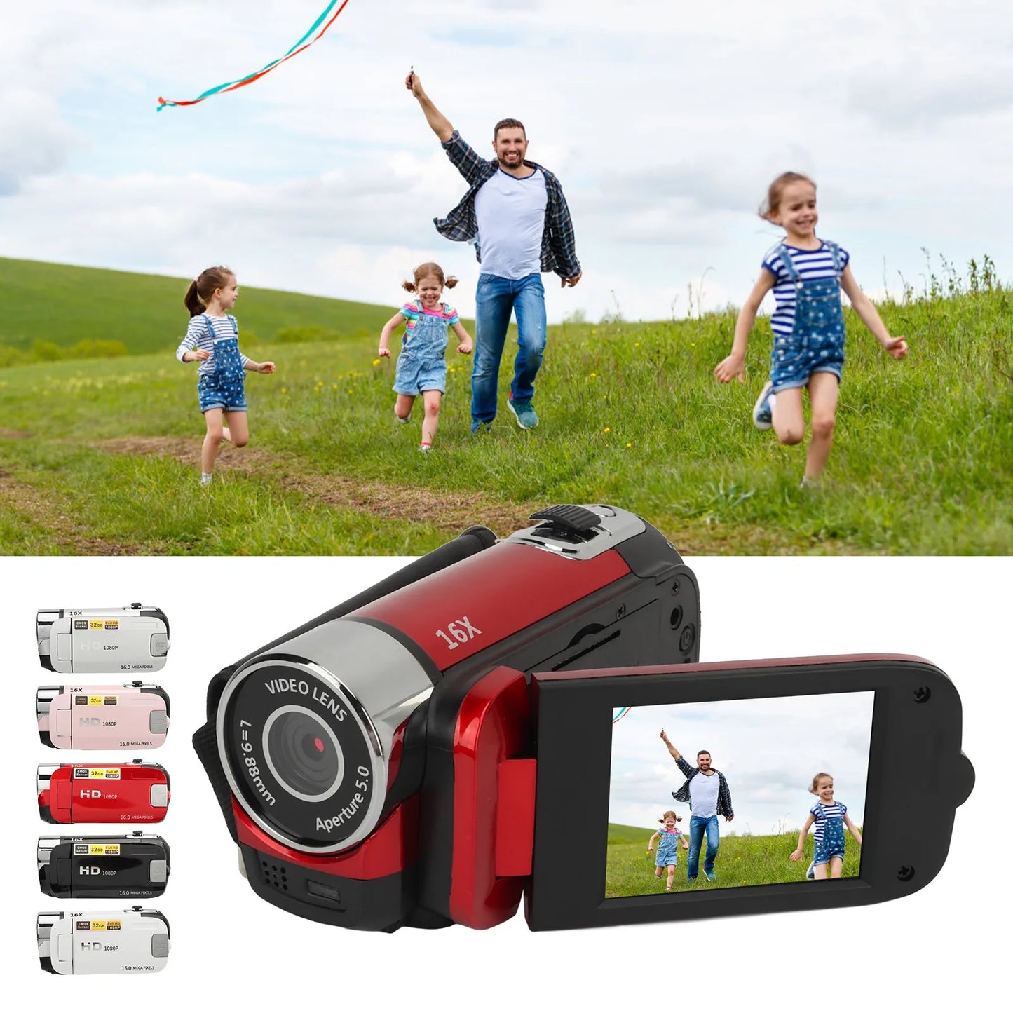 1080P 16MP Digital Camera 2.4 Inch Rotatable Screen Camcorder